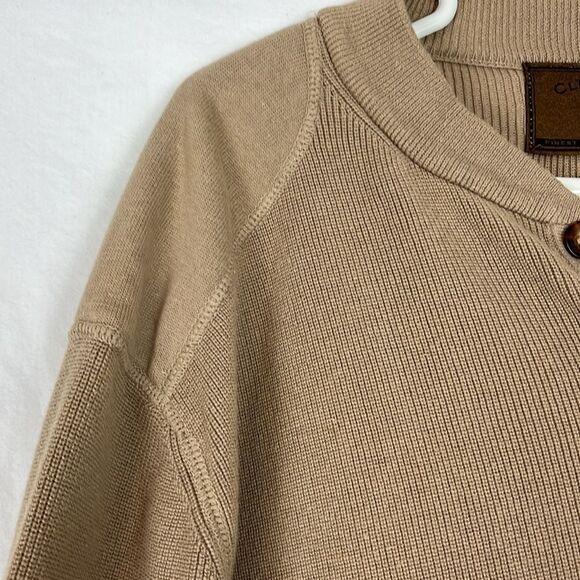 Tan Clearwater Outfitters Cotton Knit Sweater with Elbow Patches - Picture 4 of 5